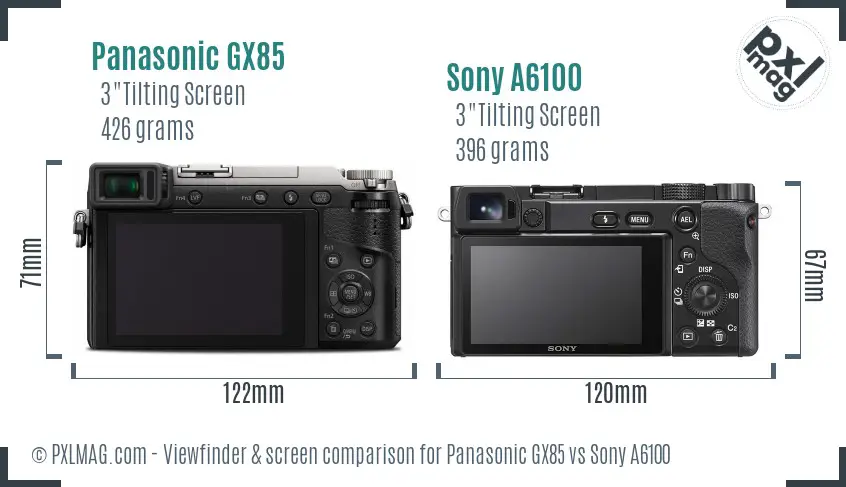 Panasonic GX85 vs Sony A6100 Screen and Viewfinder comparison
