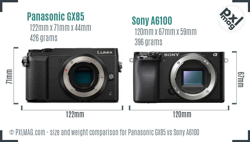 Panasonic GX85 vs Sony A6100 size comparison