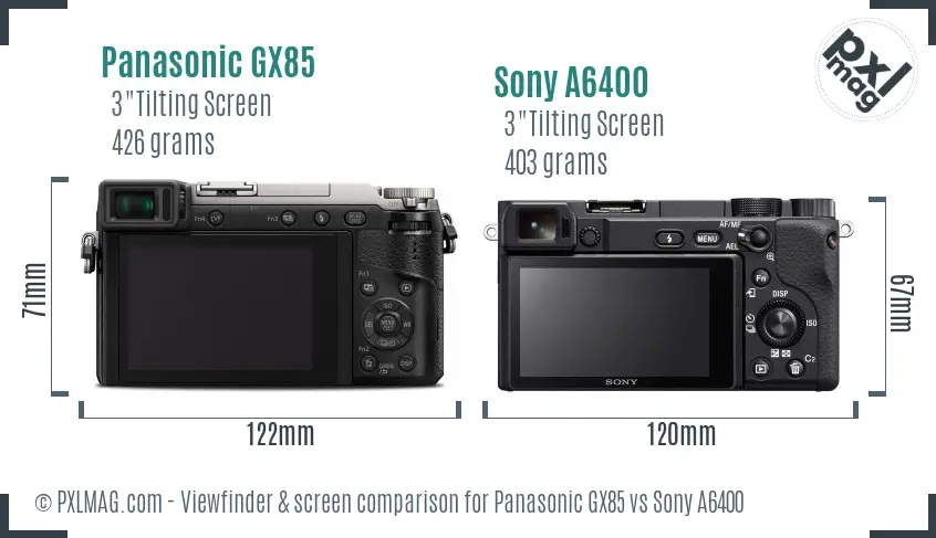 Panasonic GX85 vs Sony A6400 Screen and Viewfinder comparison