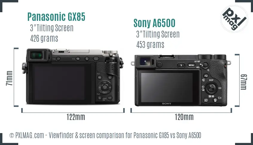 Panasonic GX85 vs Sony A6500 Screen and Viewfinder comparison