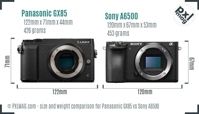 Panasonic GX85 vs Sony A6500 size comparison