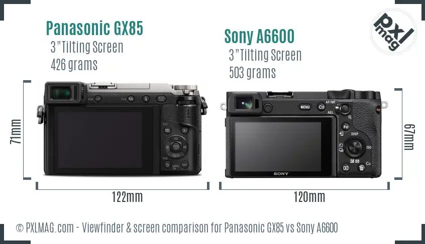 Panasonic GX85 vs Sony A6600 Screen and Viewfinder comparison