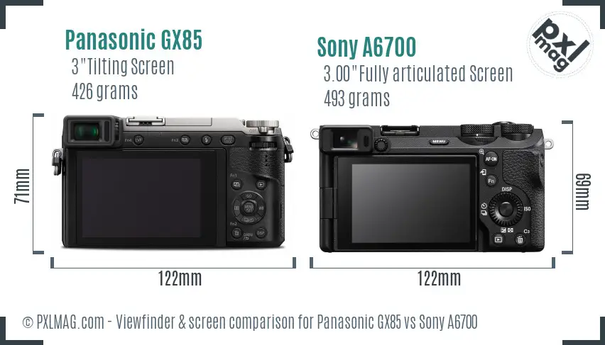 Panasonic GX85 vs Sony A6700 Screen and Viewfinder comparison
