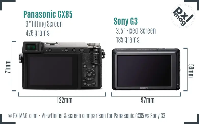 Panasonic GX85 vs Sony G3 Screen and Viewfinder comparison