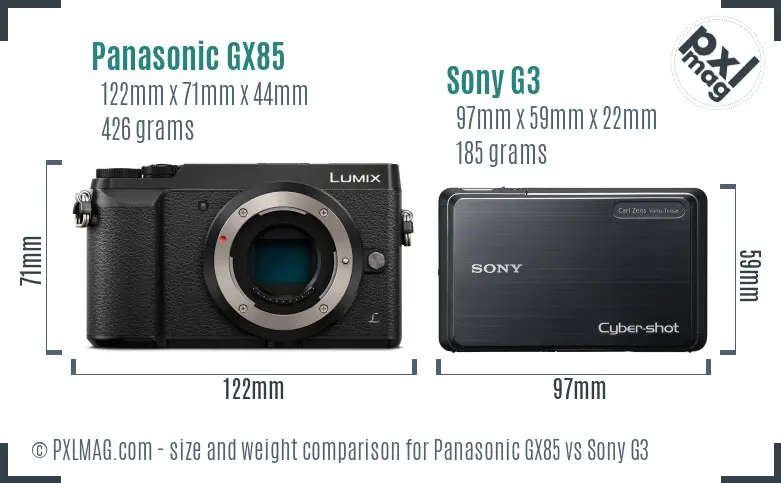 Panasonic GX85 vs Sony G3 size comparison