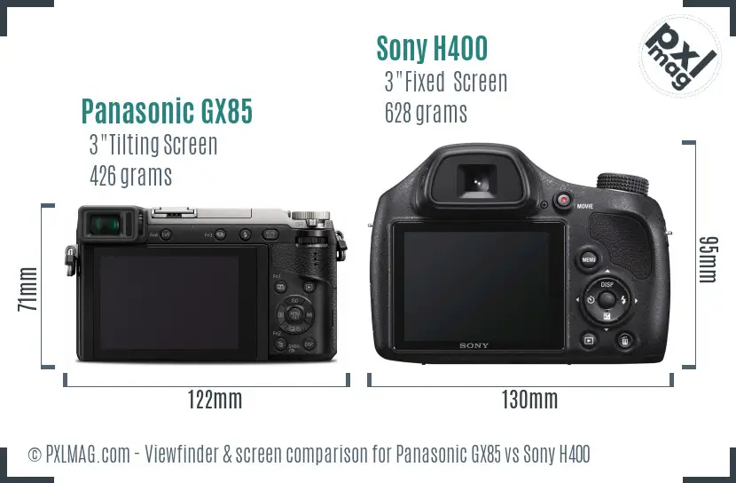 Panasonic GX85 vs Sony H400 Screen and Viewfinder comparison