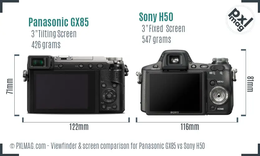 Panasonic GX85 vs Sony H50 Screen and Viewfinder comparison