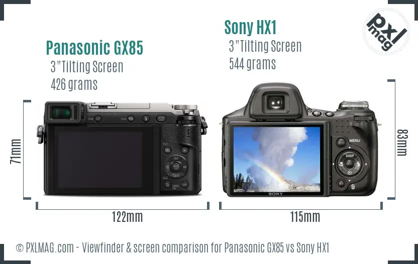 Panasonic GX85 vs Sony HX1 Screen and Viewfinder comparison