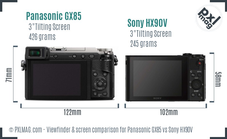 Panasonic GX85 vs Sony HX90V Screen and Viewfinder comparison