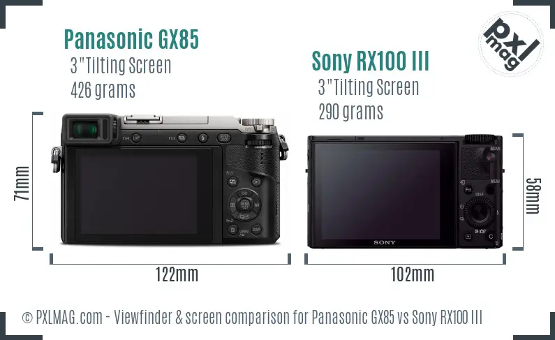 Panasonic GX85 vs Sony RX100 III Screen and Viewfinder comparison Panasonic GX85 vs Sony RX100 III Screen and Viewfinder comparison