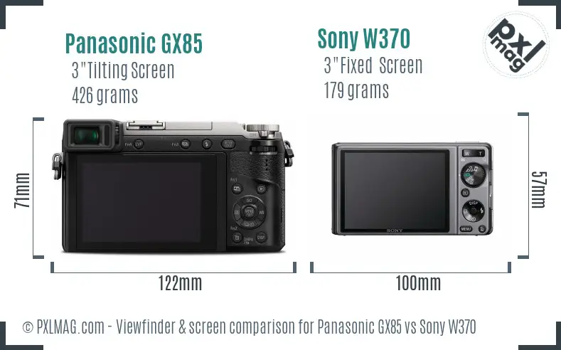 Panasonic GX85 vs Sony W370 Screen and Viewfinder comparison