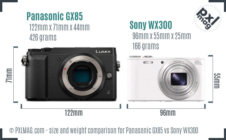 Panasonic GX85 vs Sony WX300 size comparison Panasonic GX85 vs Sony WX300 size comparison
