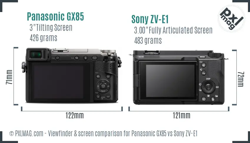 Panasonic GX85 vs Sony ZV-E1 Screen and Viewfinder comparison