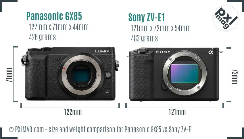 Panasonic GX85 vs Sony ZV-E1 size comparison