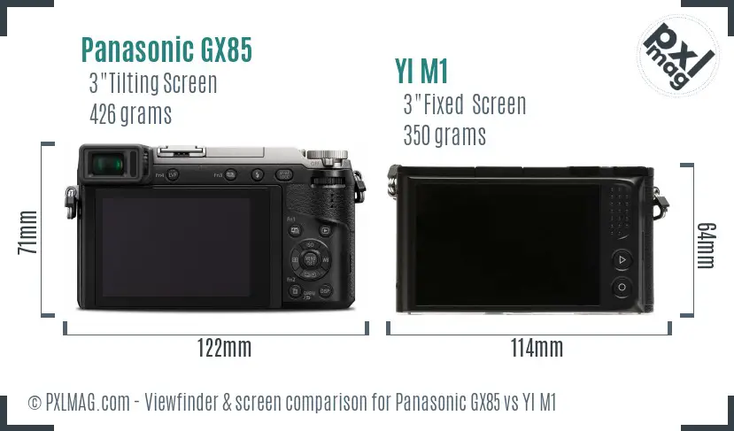 Panasonic GX85 vs YI M1 Screen and Viewfinder comparison