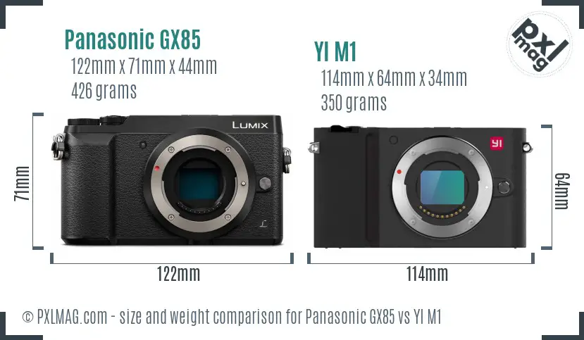 Panasonic GX85 vs YI M1 size comparison