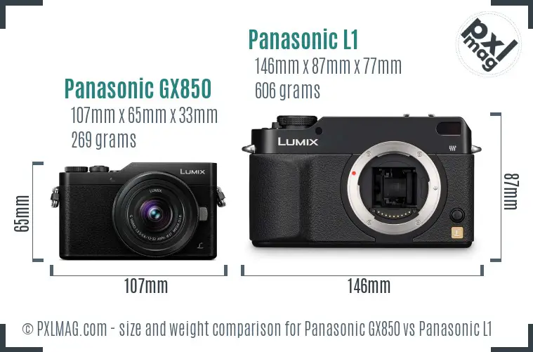 Panasonic GX850 vs Panasonic L1 size comparison