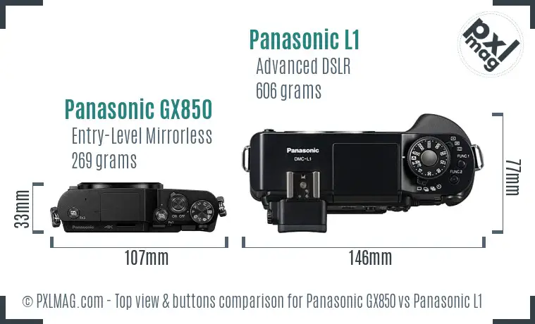 Panasonic GX850 vs Panasonic L1 top view buttons comparison