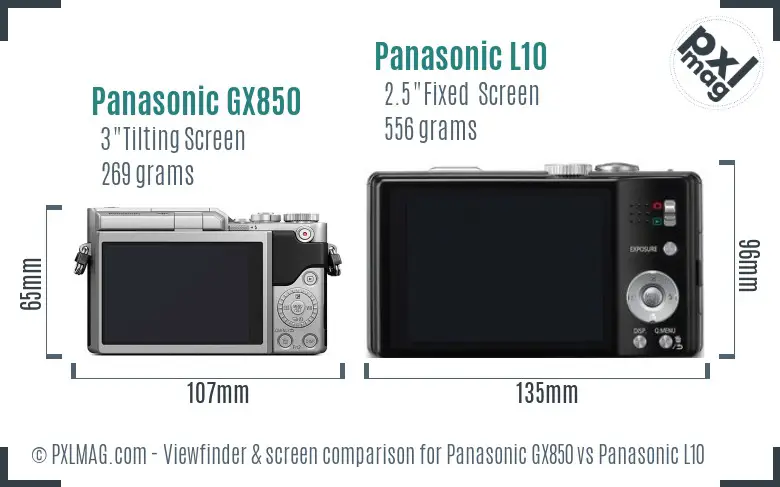 Panasonic GX850 vs Panasonic L10 Screen and Viewfinder comparison