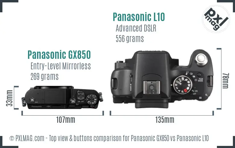Panasonic GX850 vs Panasonic L10 top view buttons comparison