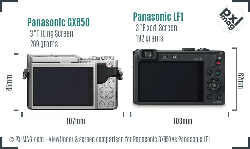 Panasonic GX850 vs Panasonic LF1 Screen and Viewfinder comparison