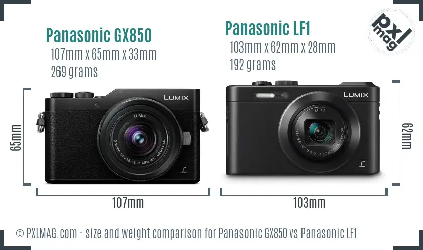 Panasonic GX850 vs Panasonic LF1 size comparison
