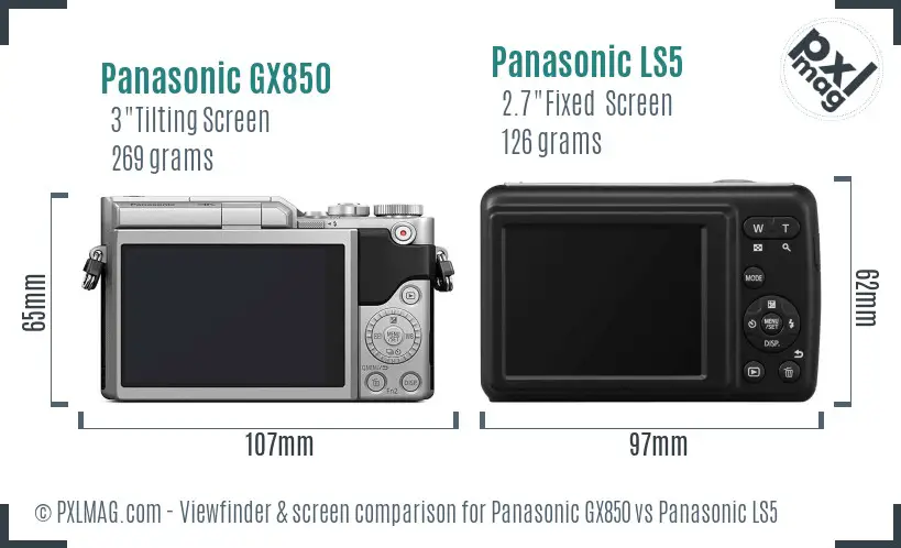 Panasonic GX850 vs Panasonic LS5 Screen and Viewfinder comparison