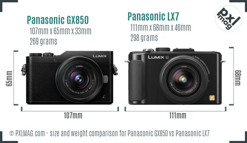Panasonic GX850 vs Panasonic LX7 size comparison