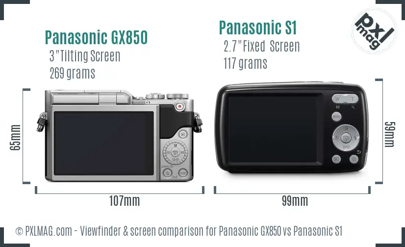 Panasonic GX850 vs Panasonic S1 Screen and Viewfinder comparison