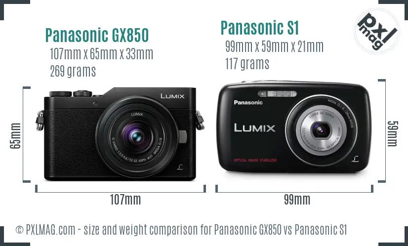 Panasonic GX850 vs Panasonic S1 size comparison
