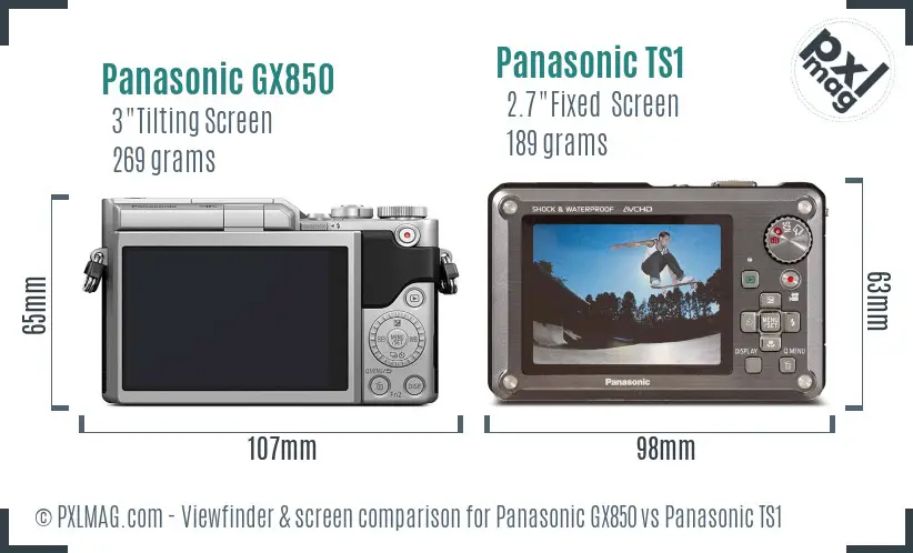 Panasonic GX850 vs Panasonic TS1 Screen and Viewfinder comparison
