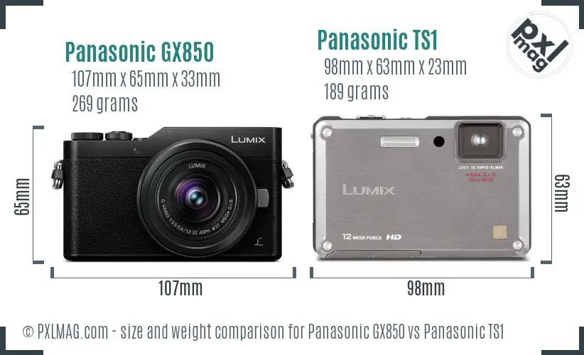 Panasonic GX850 vs Panasonic TS1 size comparison