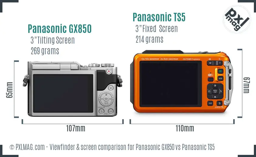 Panasonic GX850 vs Panasonic TS5 Screen and Viewfinder comparison