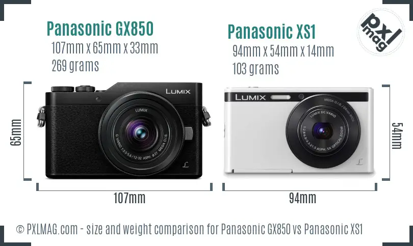 Panasonic GX850 vs Panasonic XS1 size comparison