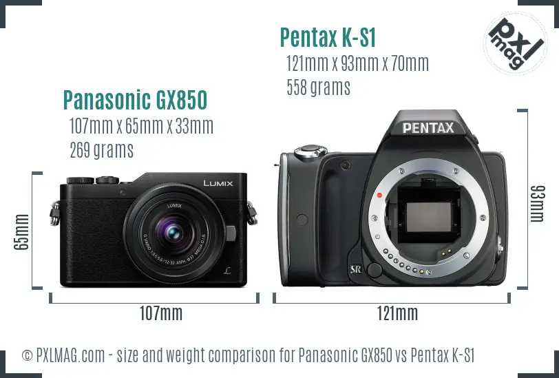 Panasonic GX850 vs Pentax K-S1 size comparison