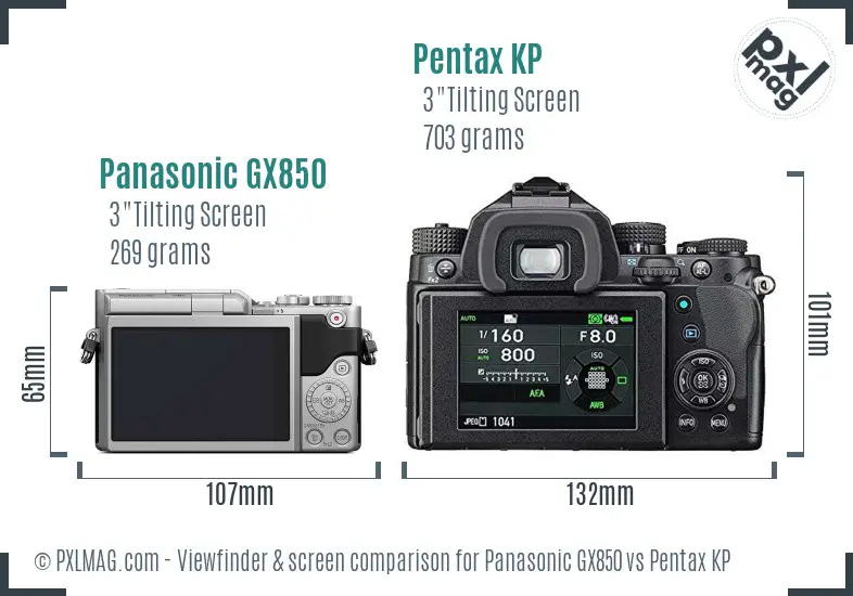 Panasonic GX850 vs Pentax KP Screen and Viewfinder comparison