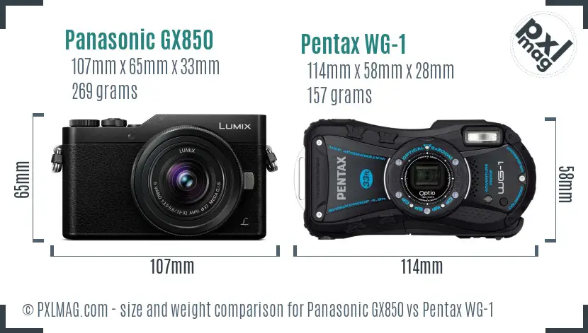 Panasonic GX850 vs Pentax WG-1 size comparison