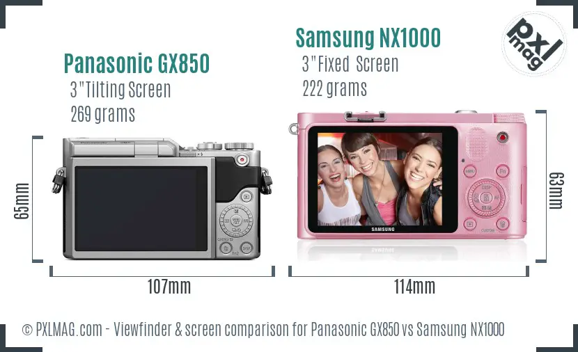 Panasonic GX850 vs Samsung NX1000 Screen and Viewfinder comparison Panasonic GX850 vs Samsung NX1000 Screen and Viewfinder comparison