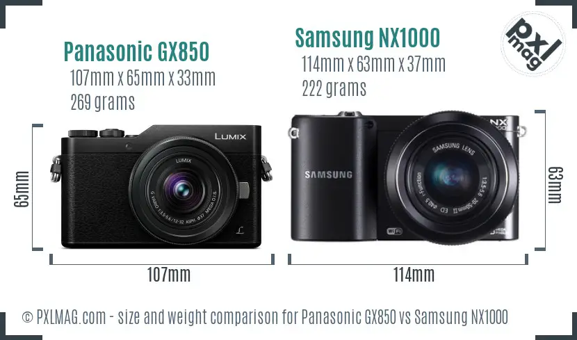 Panasonic GX850 vs Samsung NX1000 size comparison Panasonic GX850 vs Samsung NX1000 size comparison