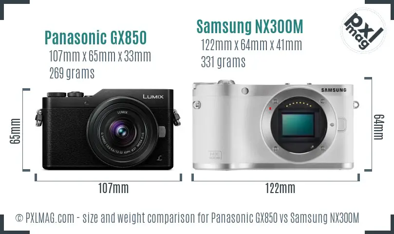 Panasonic GX850 vs Samsung NX300M size comparison