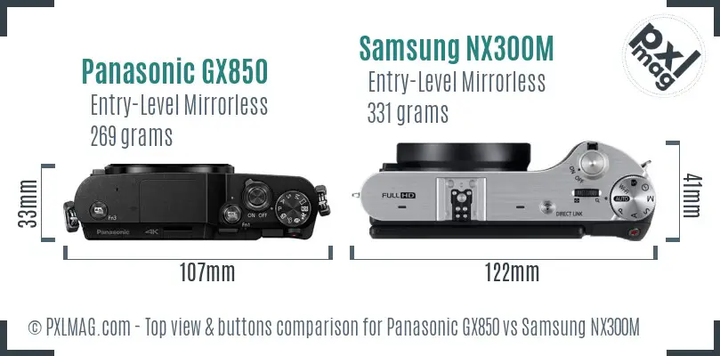 Panasonic GX850 vs Samsung NX300M top view buttons comparison