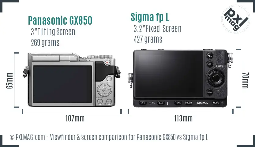 Panasonic GX850 vs Sigma fp L Screen and Viewfinder comparison