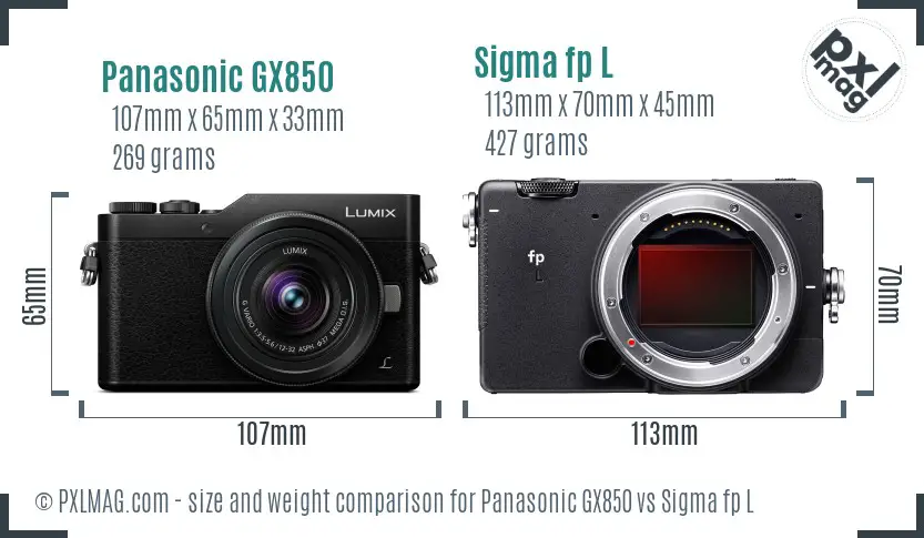 Panasonic GX850 vs Sigma fp L size comparison