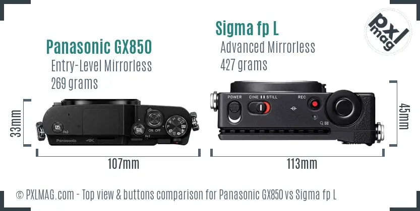 Panasonic GX850 vs Sigma fp L top view buttons comparison
