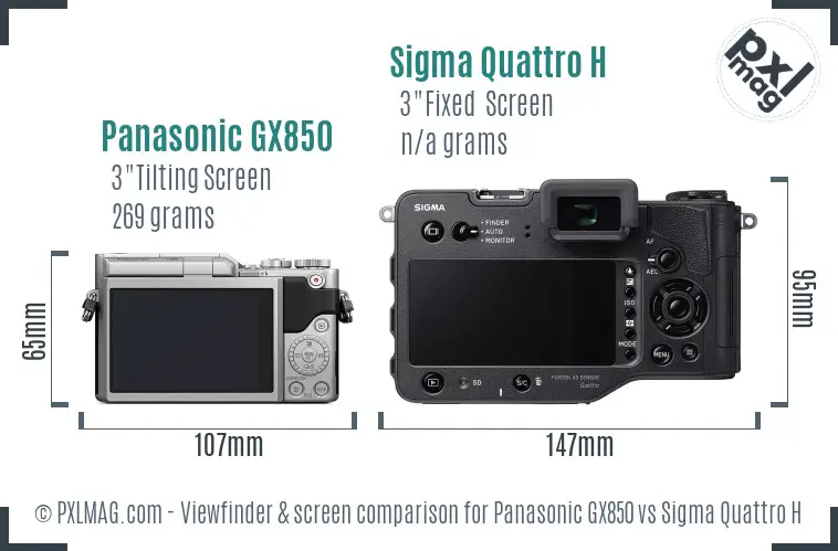 Panasonic GX850 vs Sigma Quattro H Screen and Viewfinder comparison
