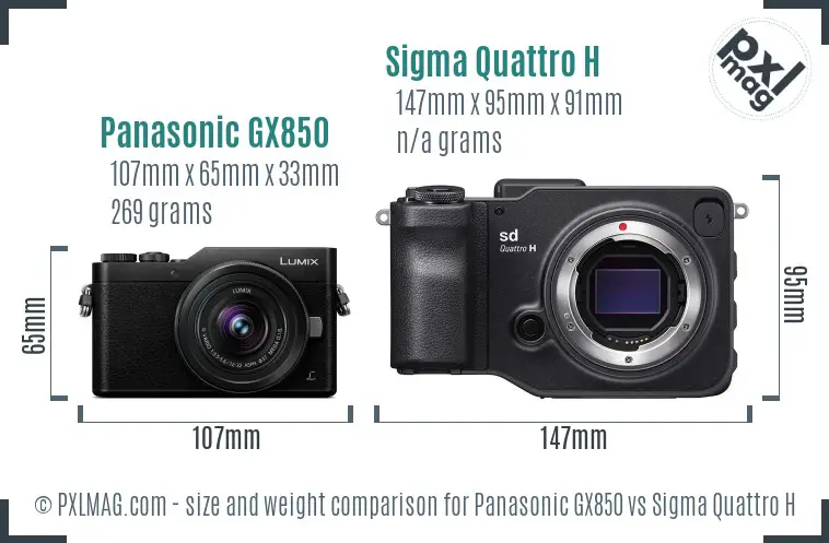 Panasonic GX850 vs Sigma Quattro H size comparison