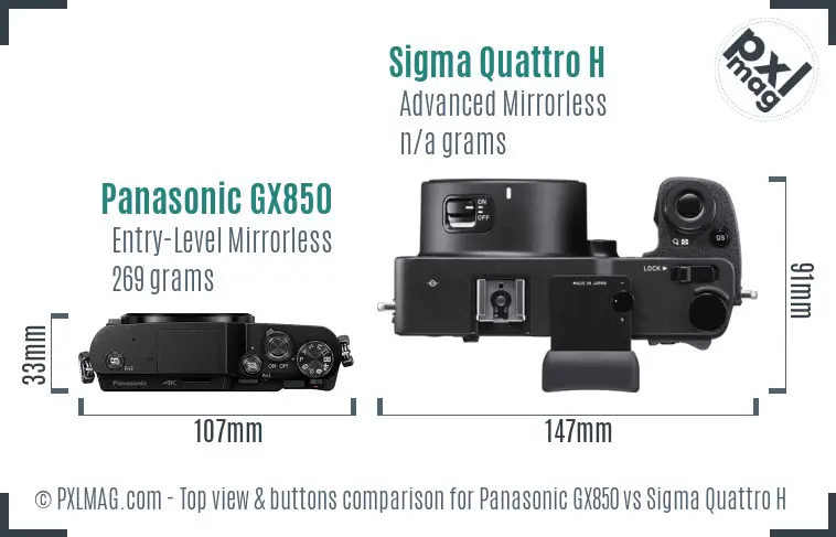 Panasonic GX850 vs Sigma Quattro H top view buttons comparison