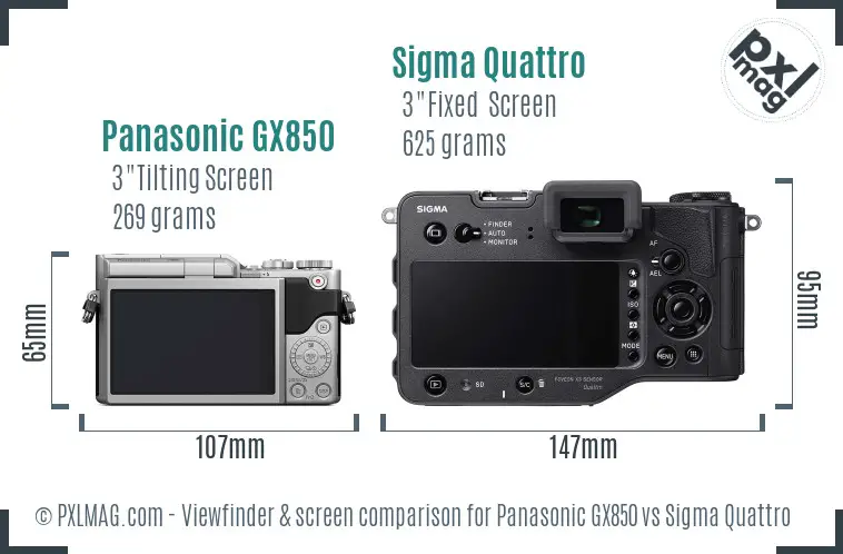 Panasonic GX850 vs Sigma Quattro Screen and Viewfinder comparison