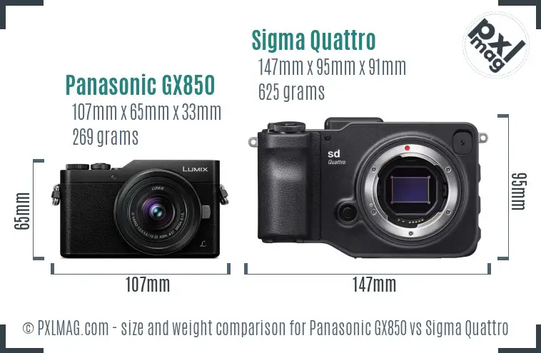 Panasonic GX850 vs Sigma Quattro size comparison