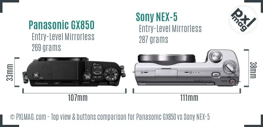 Panasonic GX850 vs Sony NEX-5 top view buttons comparison